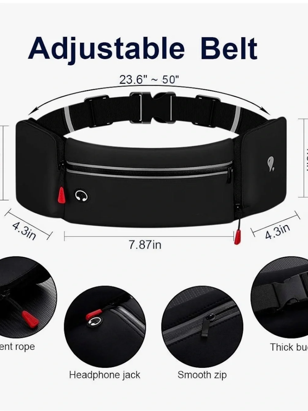 Black Running Waist Pack with Bottle Holder - Unbranded